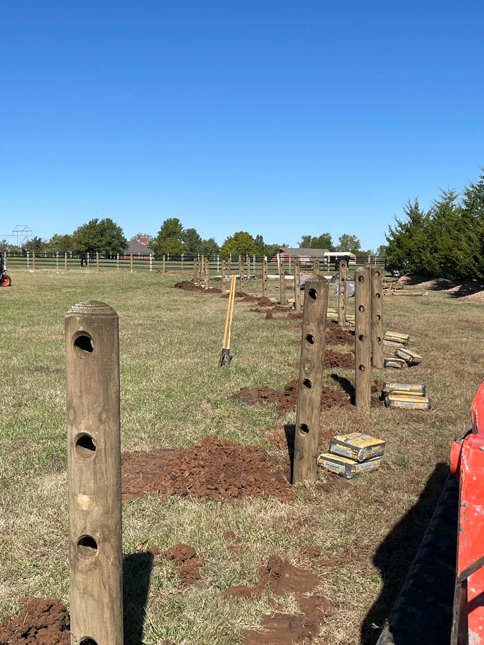 Fence posts are prepped
