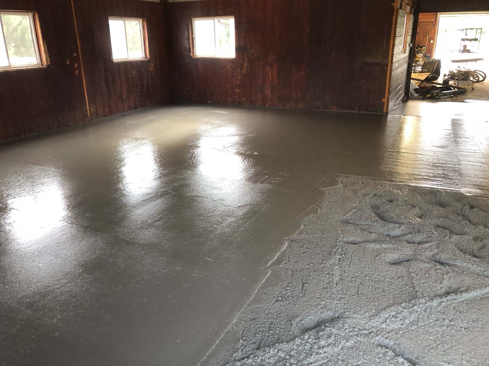 A view of freshly poured and finished concrete